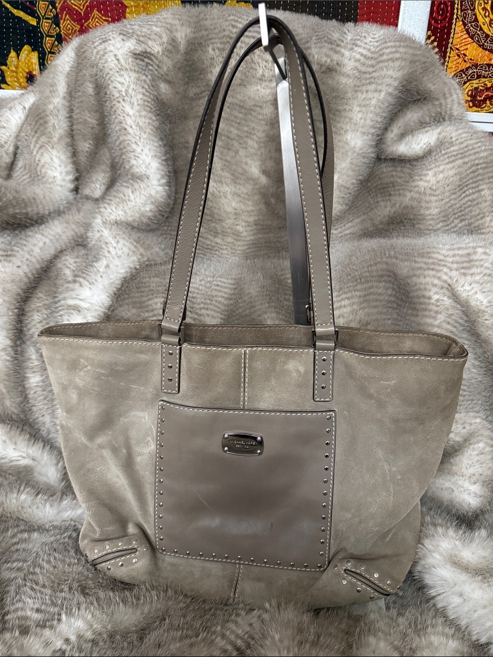 Michael Kors Taupe Suede & Leather Tote